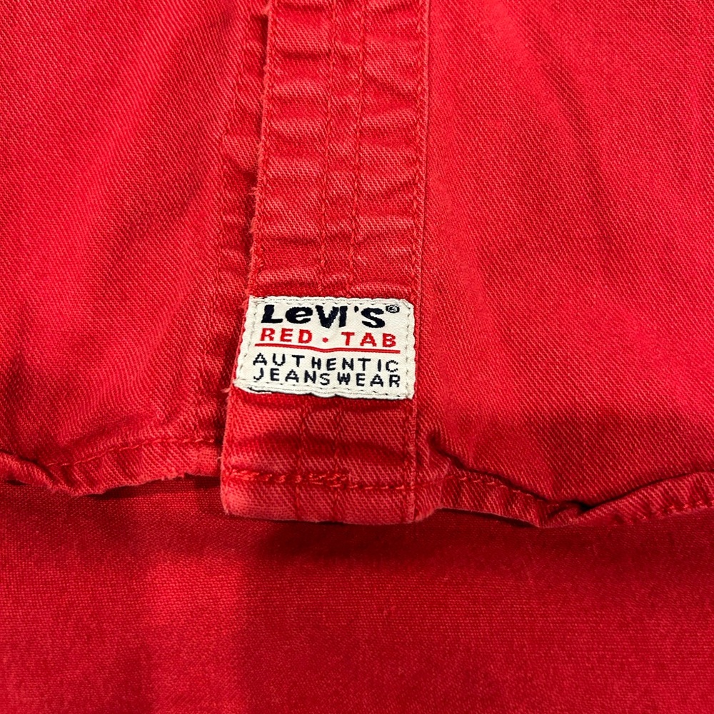 Vintage Red Denim Levi Button Down Shirt - Picture 2 of 5